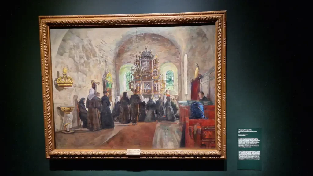 Altergang i Stange kirke av Harriet Backer