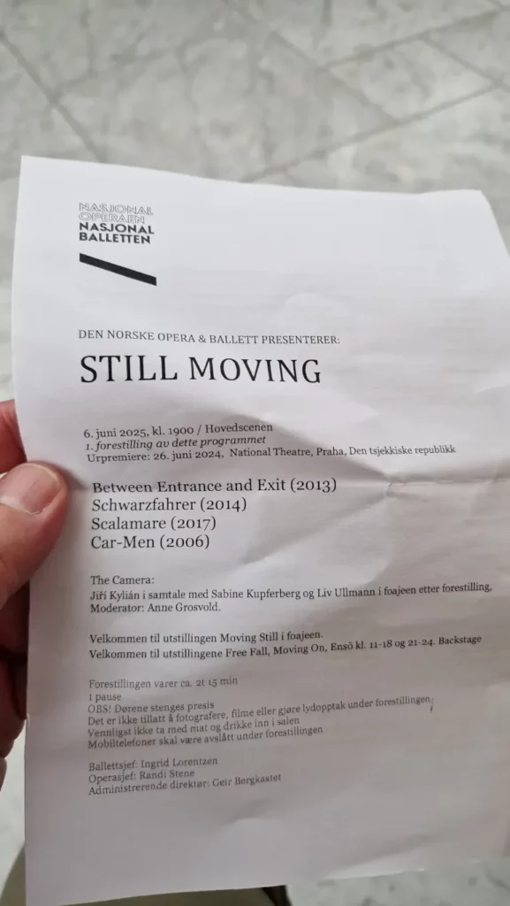 Programmet til Still Moving i Operaen