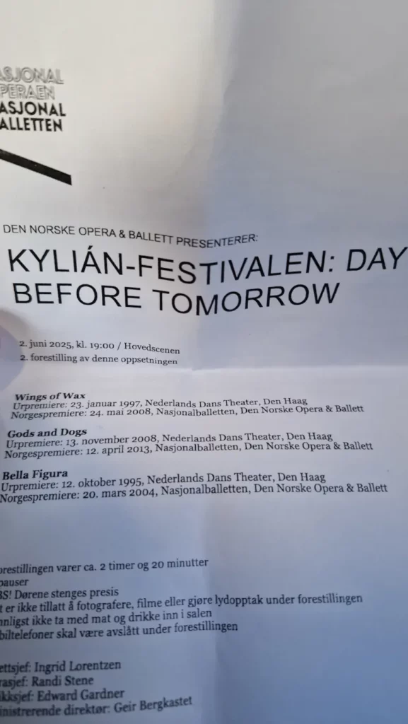 Programmet til Jiří Kyliáns Day before Tomorrow