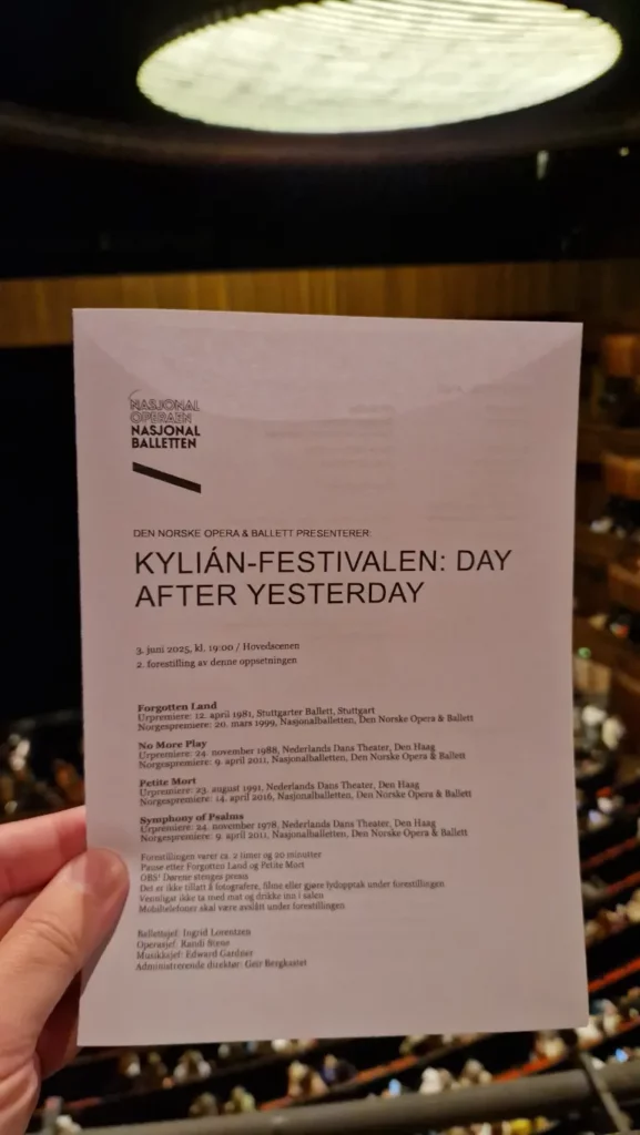 Programmet til Jiří Kyliáns Day after Yesterday 3. juni 2025.
