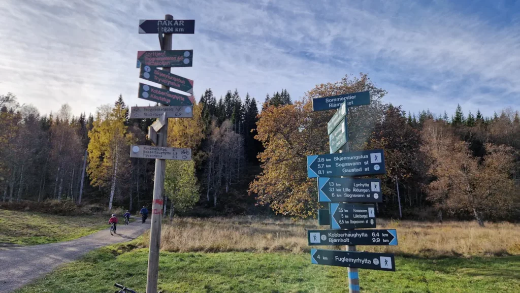 Skilter ved Ullevålseter 12.924 km fra Dakar