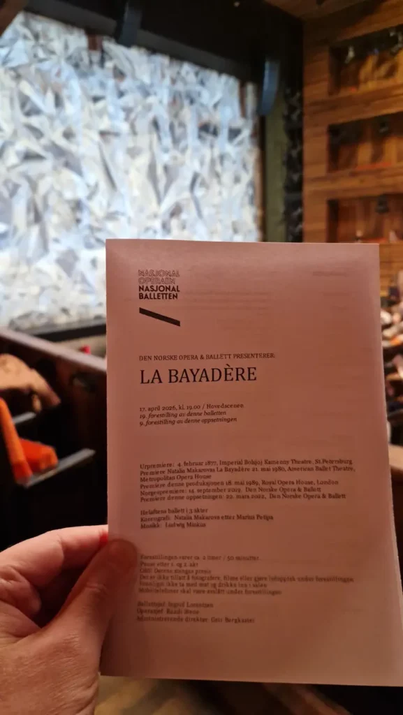 Programmet til La Bayadère på Hovedscenen 17 april 2026